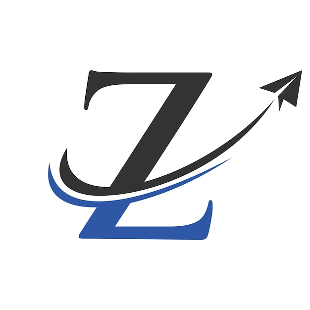 Логотип путешествия на букве Z Векторный шаблон Letter Z Air Travel Logo Design