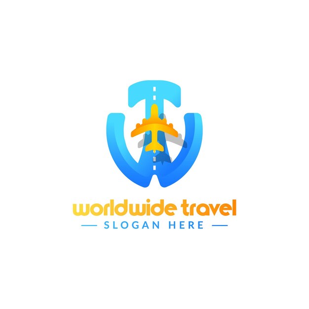 Travel logo with letter w and t