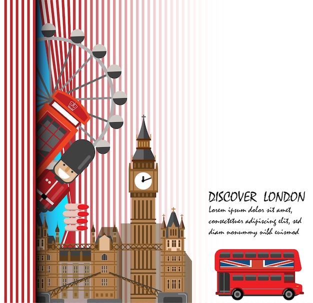 Vector travel to london presentation template.