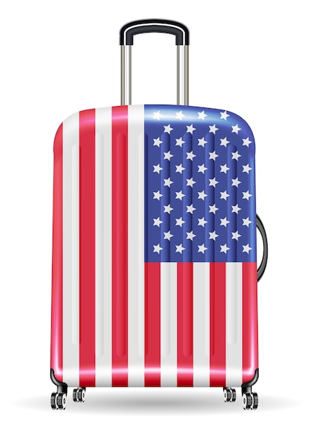 Vector travel luggage bag united state of america flag