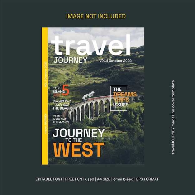 Vector travel magazine cover template