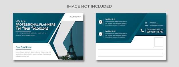 Travel modern post card design template