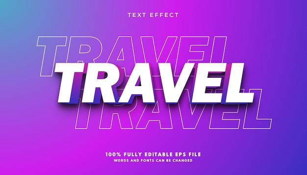 Текстовый эффект фонового рисунка путешествия редактируемый
