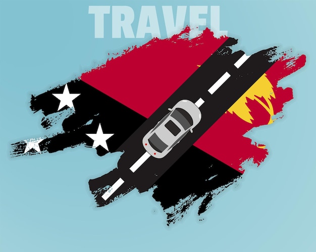 Viaggia in papua nuova guinea in auto andando in vacanza idea vacanza e concetto di banner di viaggio