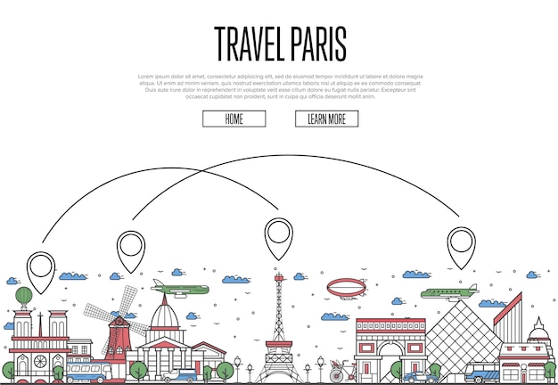 Сайт travel paris в линейном стиле