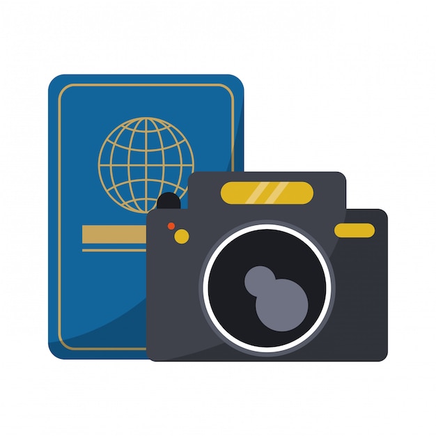 travel passport and photographic camera