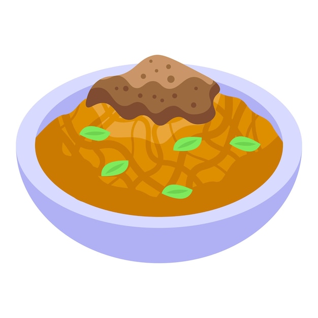 Vector travel pasta bowl icon isometric vector new york city