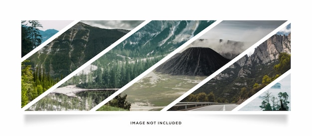 Travel Photo collage strip effect mockup