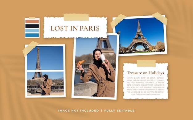 Travel photo frame with doodle mockup