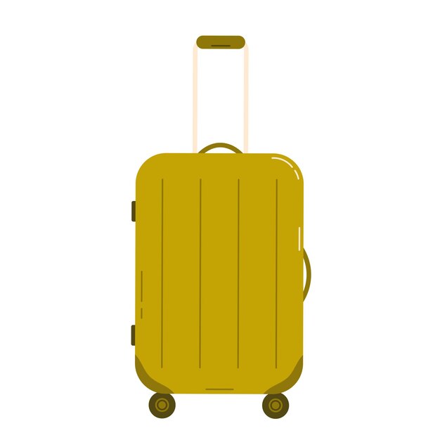 ベクトル 白い背景の平らなベクトルイラストの車輪付きの旅行用プラスチックスーツケース