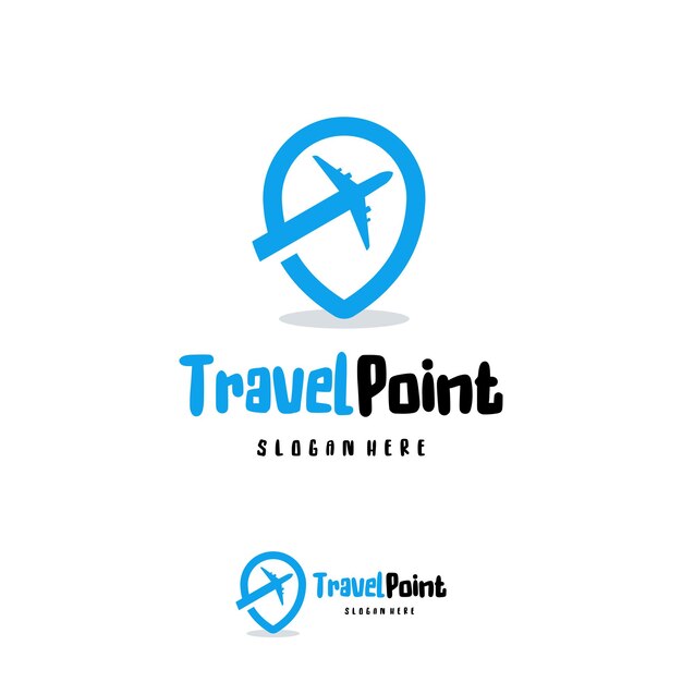 Логотип Travel Point проектирует вектор концепции, символ логотипа места назначения, значок