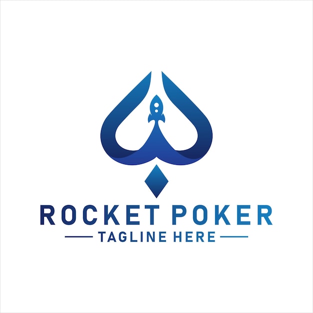 Vector travel poker spade-logo met rocket-ontwerpconcept.