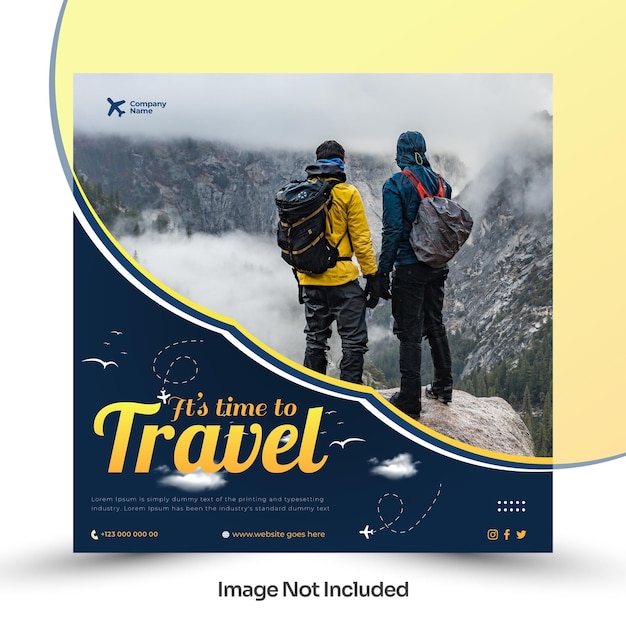 Travel post or tour social media post template