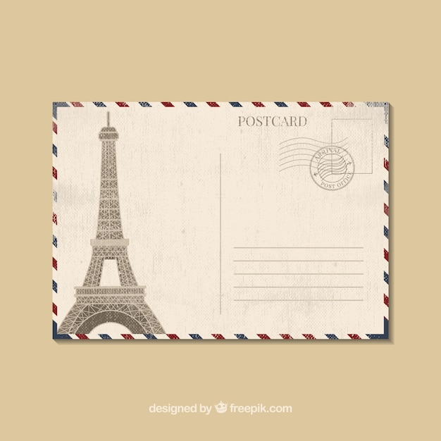 Vector travel postcard template in flat style