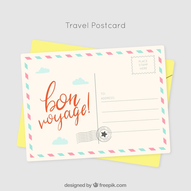 Travel postcard template in hand drawn style