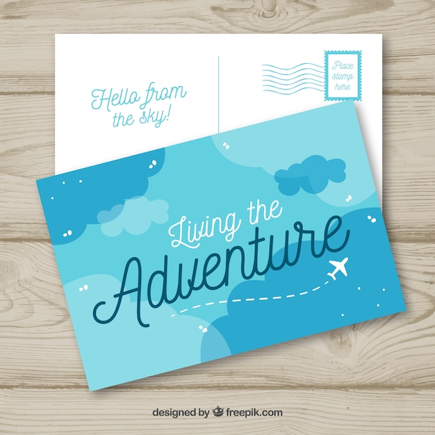 Vector travel postcard template in hand drawn style
