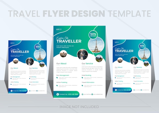 Travel poster flyer with photo template