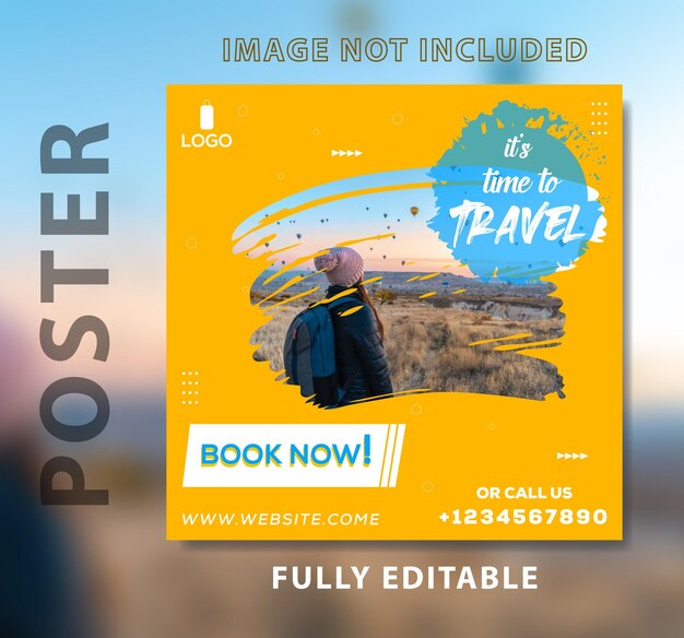 Travel poster template and adventure Instagram posts or social media post template