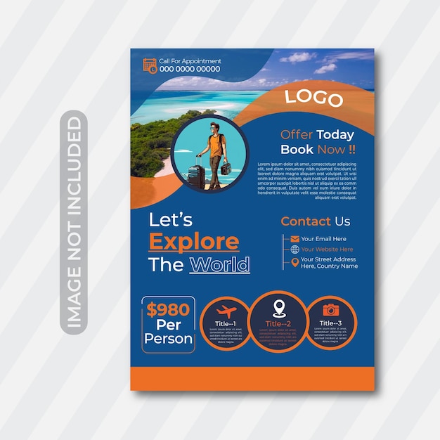 Vector travel poster template with photo in vector