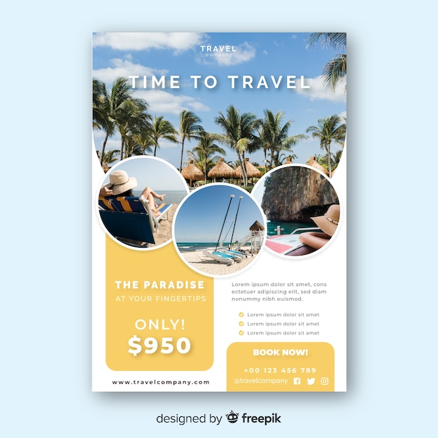 Vector travel poster template with photo