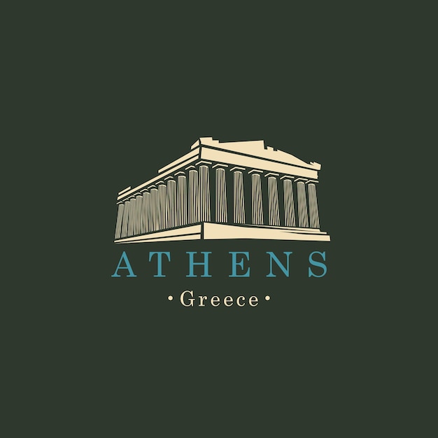 Vector travel poster with acropolis in athens