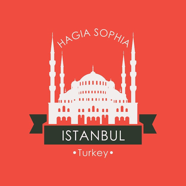 travel poster with mosque