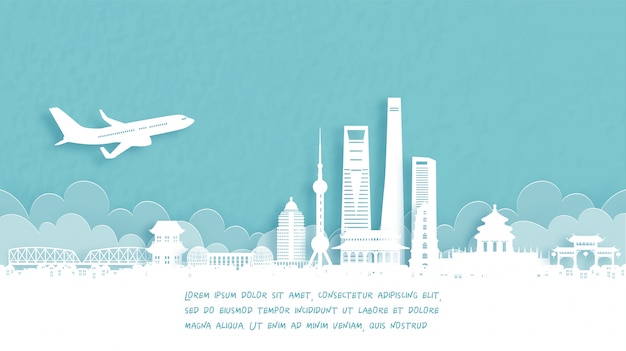 Poster di viaggio con benvenuto a shanghai