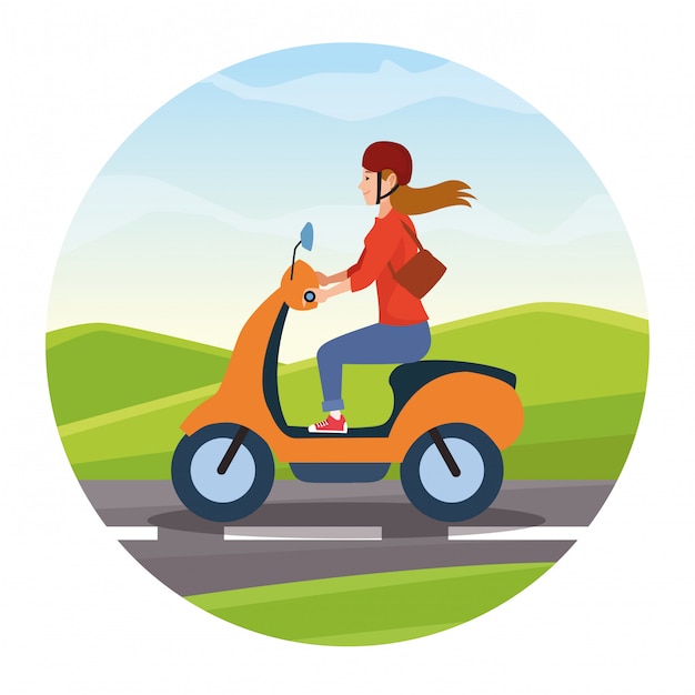 Vector travel riding in scooter cartoon