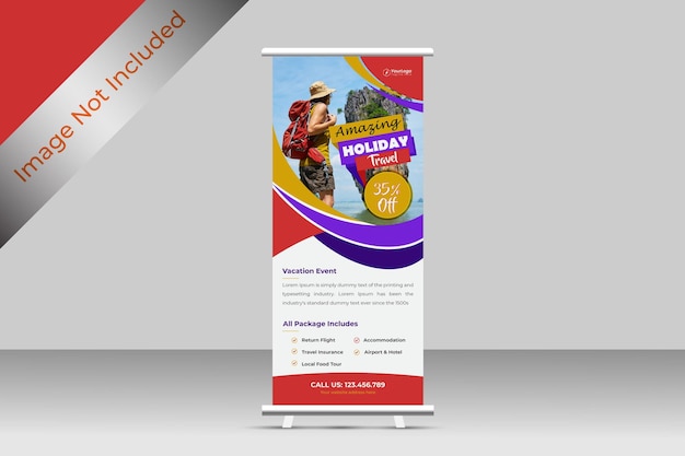 Modello di progettazione banner roll up da viaggio