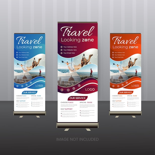 travel roll up banner design vector