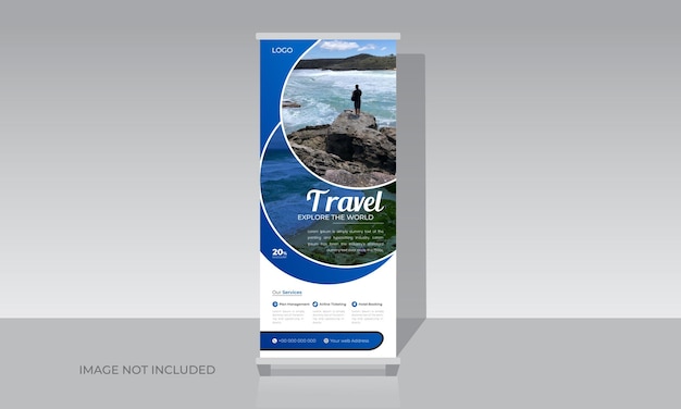 Travel roll up banner template for tour business