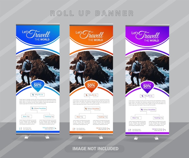 Vector travel rollup banner