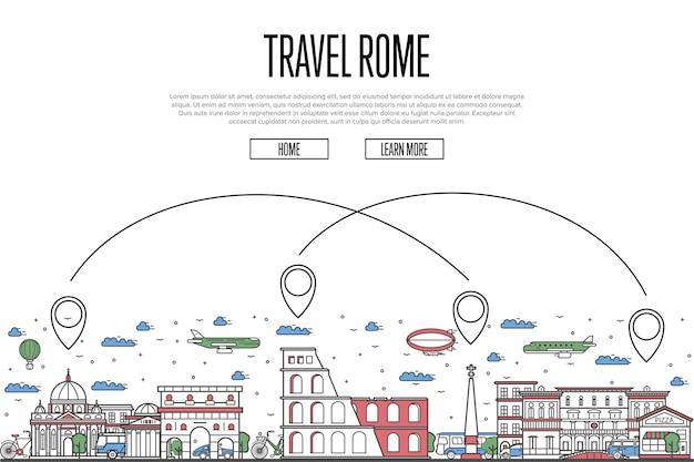 Сайт travel rome в линейном стиле