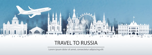 Vector travel to russia with famous landmark.