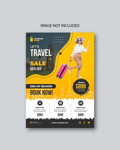 Travel sale and adventure flyer template