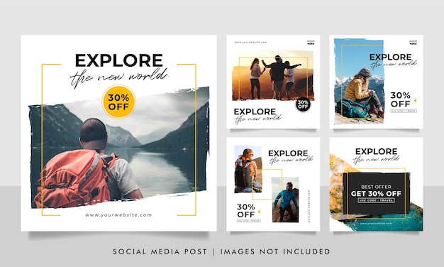 Vector travel sale banner and social media post template