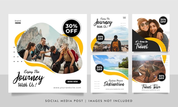 Travel sale banner and social media post template