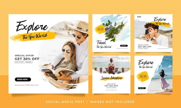 Travel sale banner and social media post template