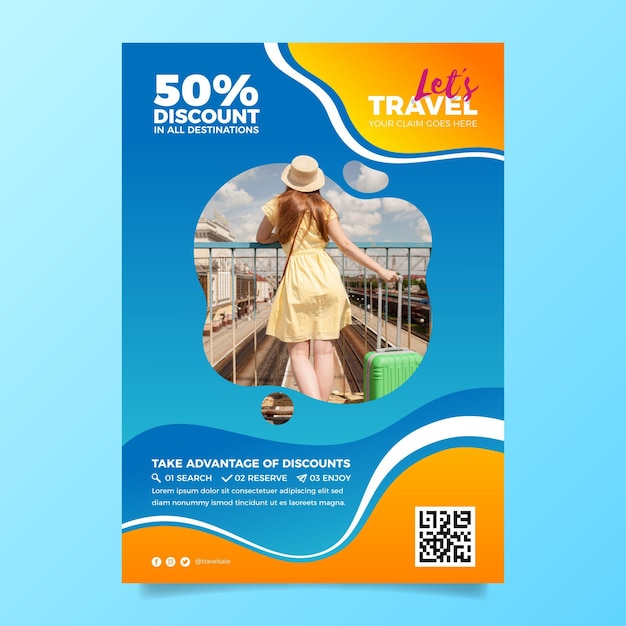 Travel sale flyer template with photo