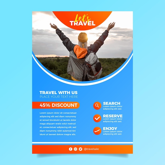 Travel sale flyer template with photo