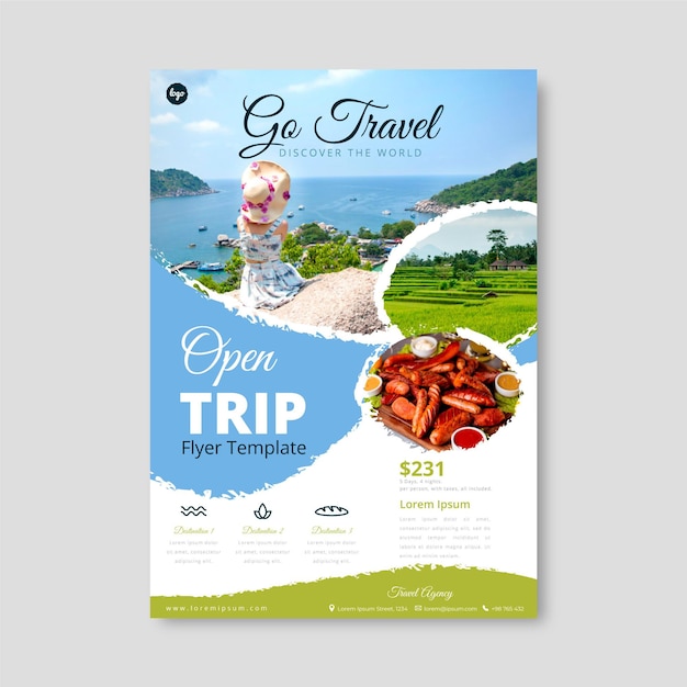 Vector travel sale flyer template