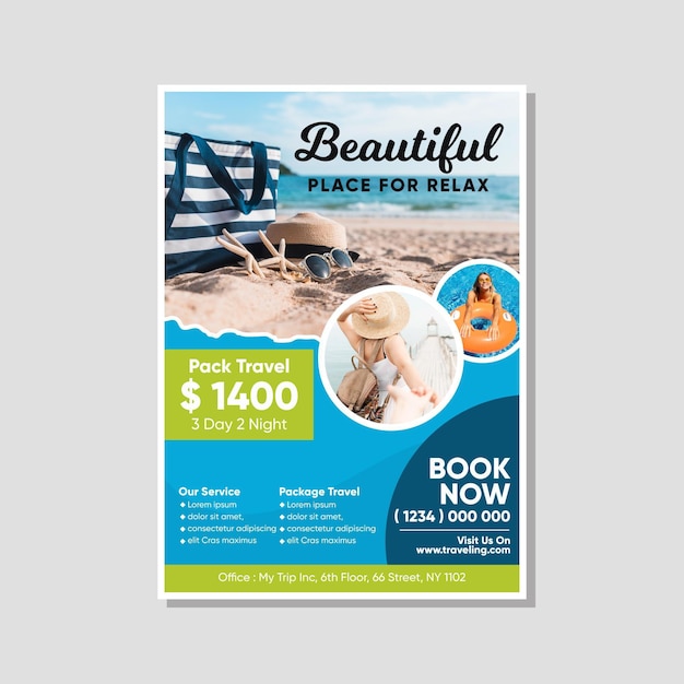 Vector travel sale flyer with photo