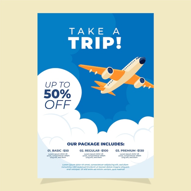 Vector travel sale illustrated flyer style