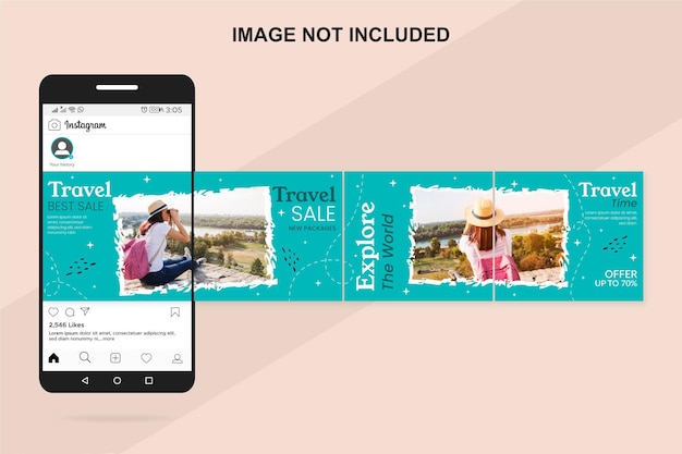 Vector travel sale instagram carousel templates