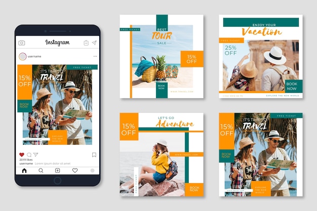 Коллекция постов в instagram о продаже путешествий