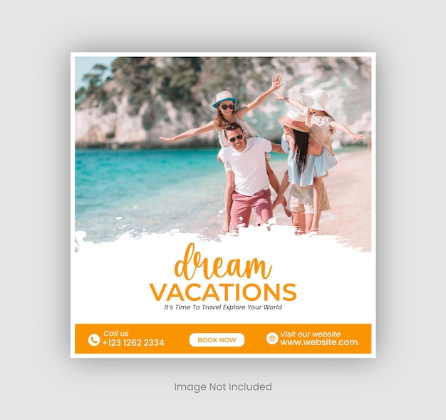 Vector travel sale instagram post and web banner template