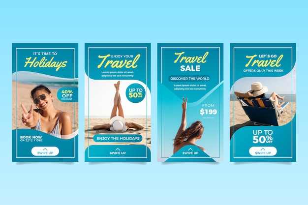 Vector travel sale instagram stories collection