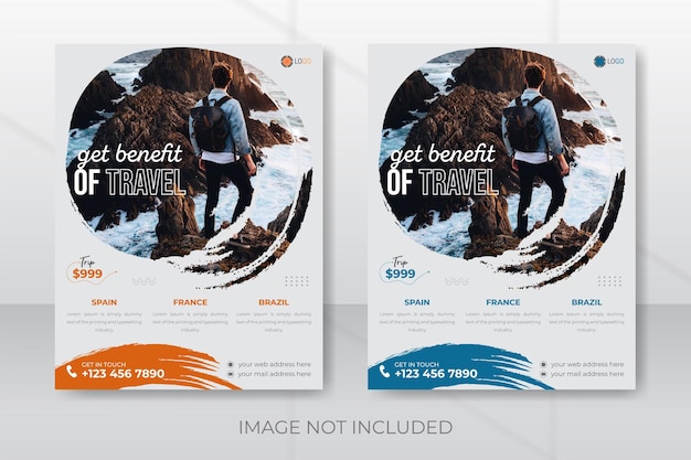 Travel sale poster and journey flyer design template