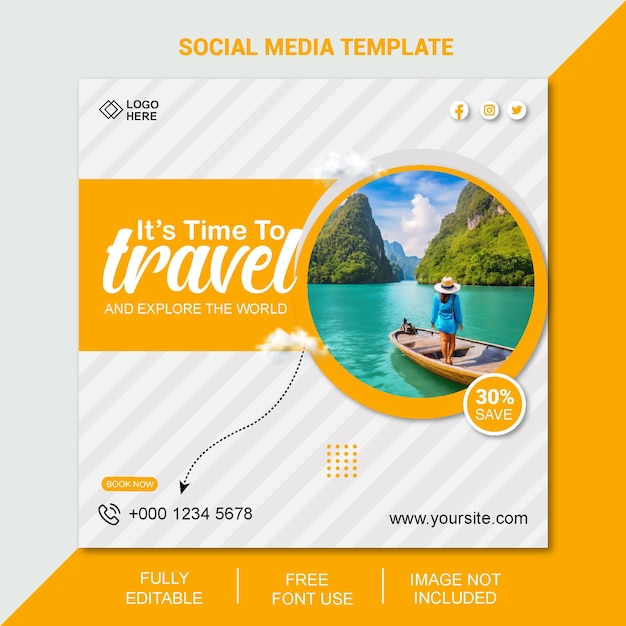 travel sale social media post template web banner flyer or poster for travelling agency business