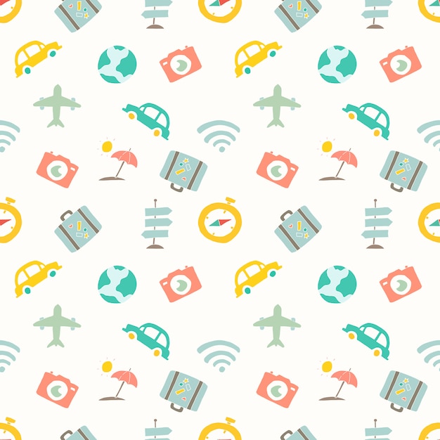 Vector travel seamless pattern illustration vector